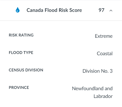 Screenshot of Flood Risk Score