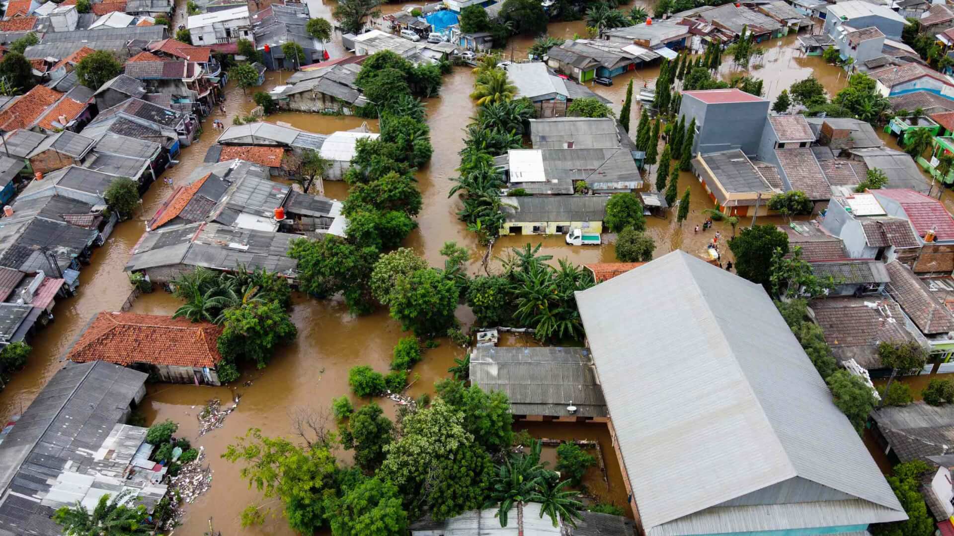 Aerial view of flood