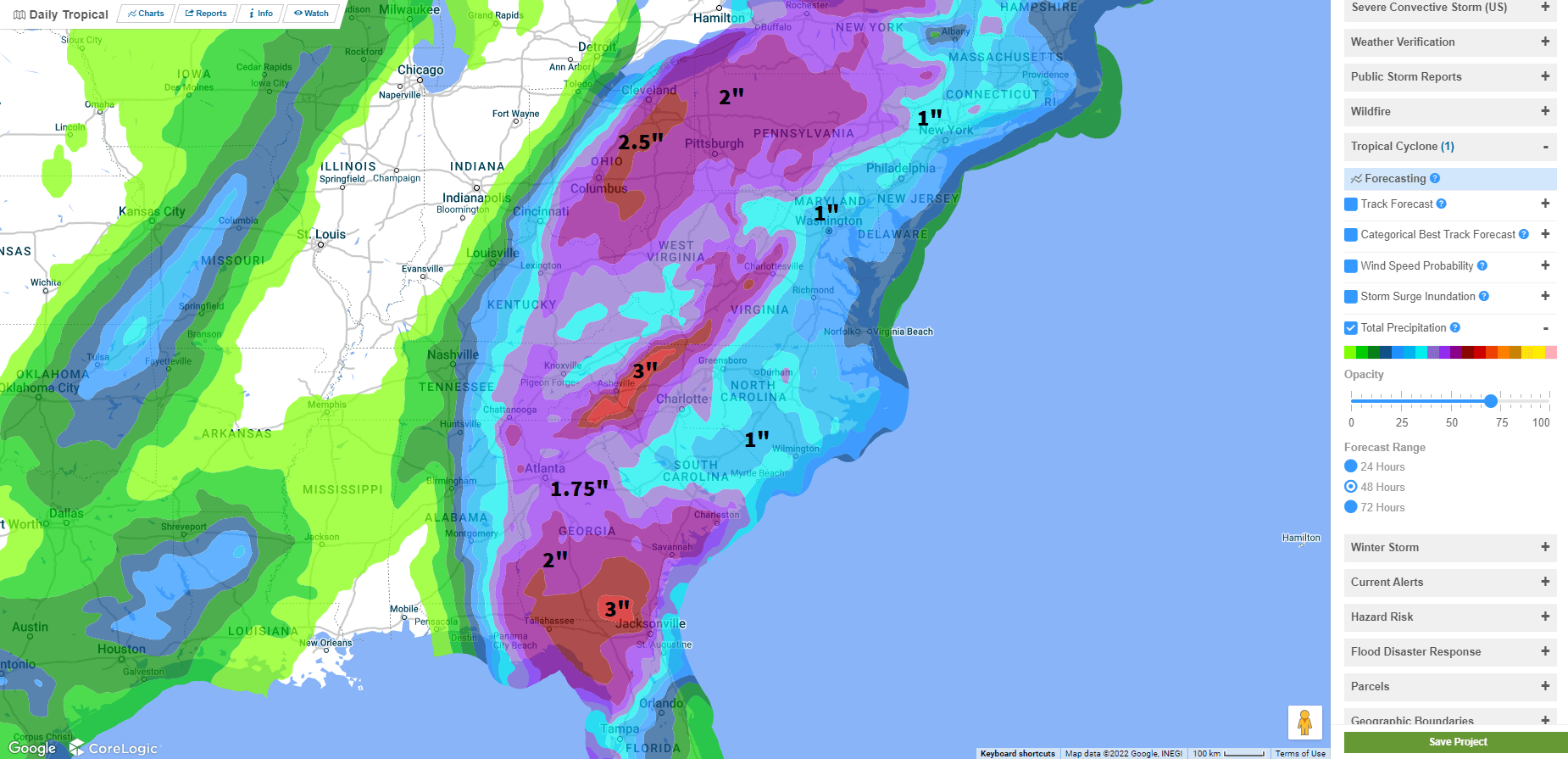 Figure 3: 48-hour total precipitation forecast
