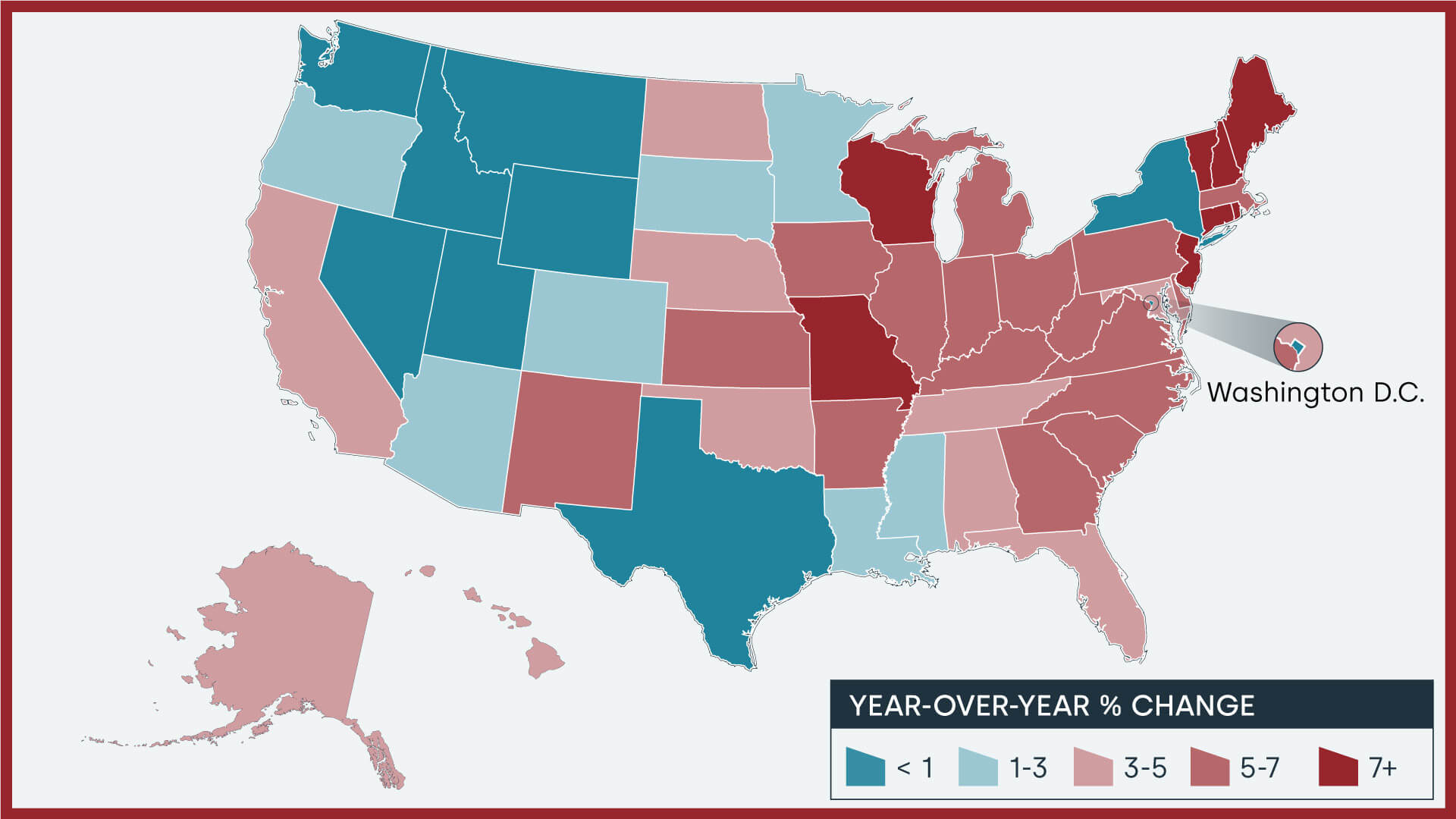 Chart 2: Year-over-year home price changes by state, September 2023