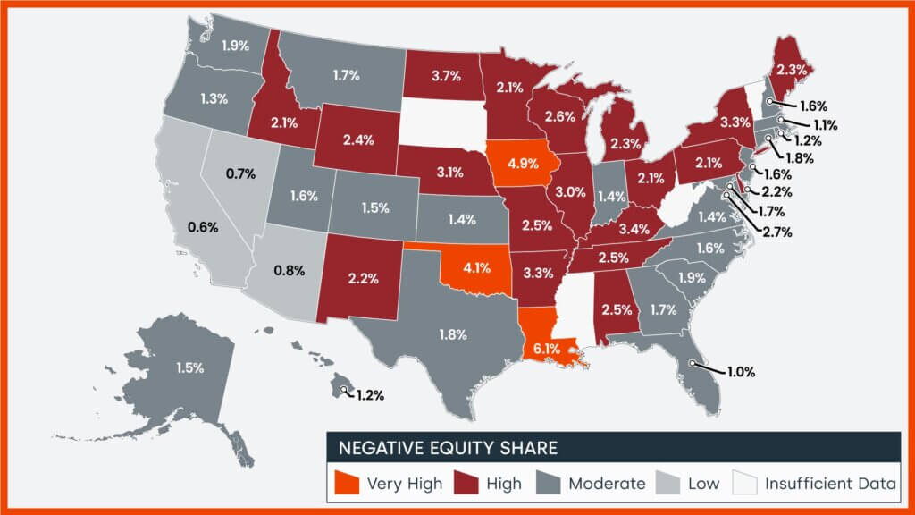 Negative equity share by U.S. state, Q3 2023
