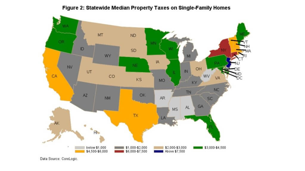 Range of annual state property tax costs in 2023
