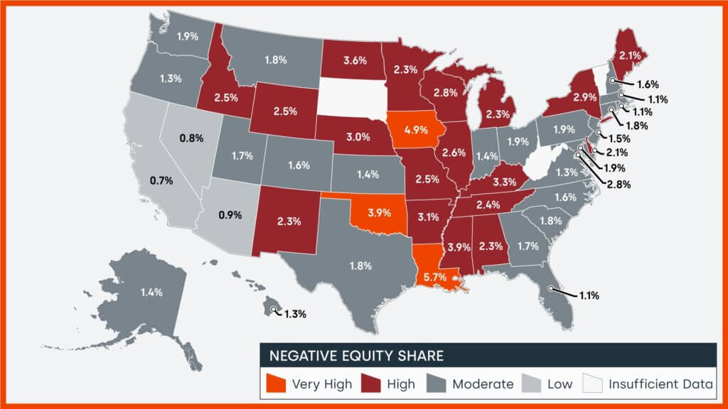 Negative equity share by U.S. state, Q4 2023